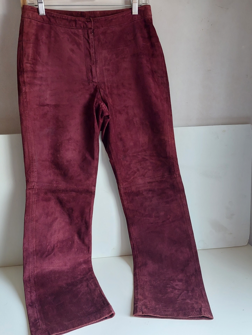 INC International Concepts Burgundy Leather Straight Leg Pants